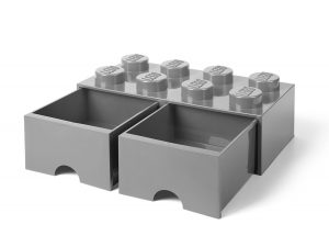 LEGO 5005720 Aufbewahrungsstein mit 8 Noppen und Schubfächern in Steingrau