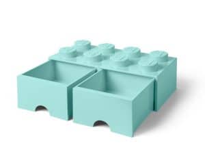 LEGO 5006182 Aufbewahrungsstein mit 8 Noppen und Schubfächern in Wasserblau