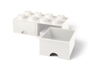 LEGO 5006209 Aufbewahrungsstein mit Schubfächern und 8 Noppen in Weiß