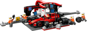 LEGO F1 Boxenstopp mit Boxencrew und Ferrari Flitzer 60443